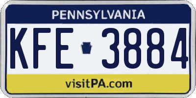 PA license plate KFE3884