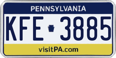 PA license plate KFE3885