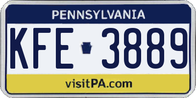 PA license plate KFE3889