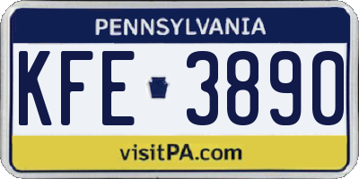 PA license plate KFE3890