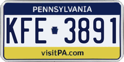 PA license plate KFE3891