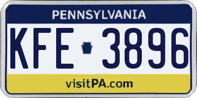 PA license plate KFE3896