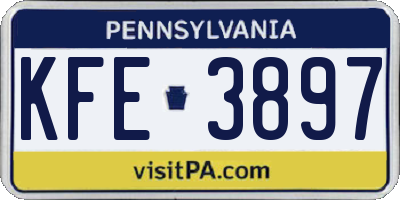 PA license plate KFE3897