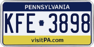 PA license plate KFE3898