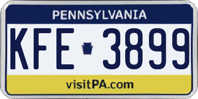 PA license plate KFE3899
