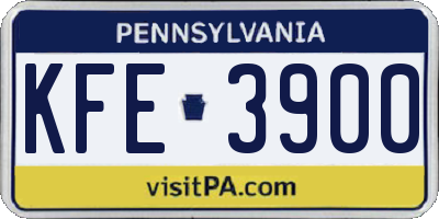 PA license plate KFE3900