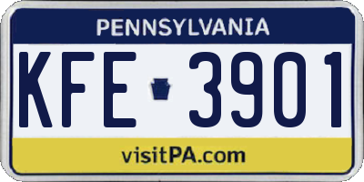 PA license plate KFE3901