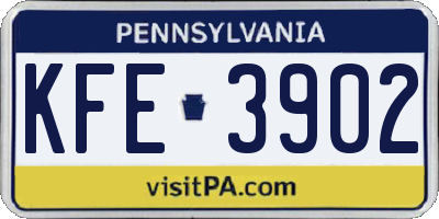 PA license plate KFE3902