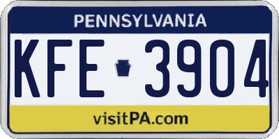 PA license plate KFE3904