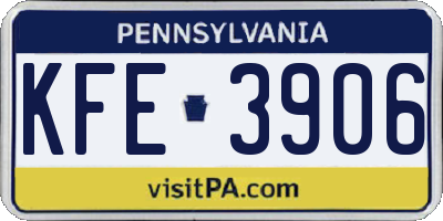 PA license plate KFE3906