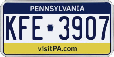 PA license plate KFE3907