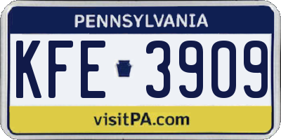 PA license plate KFE3909