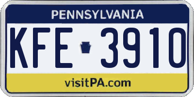 PA license plate KFE3910