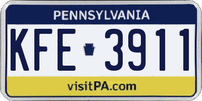 PA license plate KFE3911