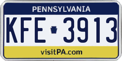 PA license plate KFE3913