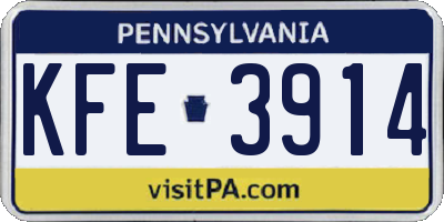 PA license plate KFE3914