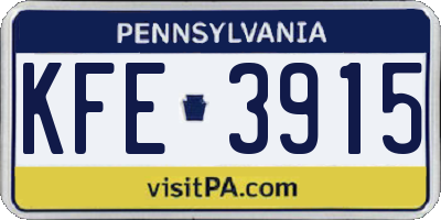 PA license plate KFE3915