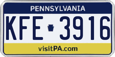 PA license plate KFE3916
