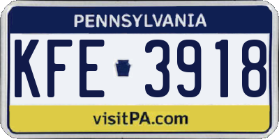 PA license plate KFE3918