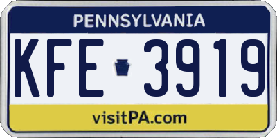 PA license plate KFE3919
