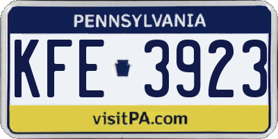 PA license plate KFE3923