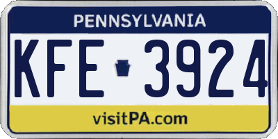 PA license plate KFE3924