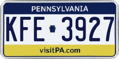 PA license plate KFE3927