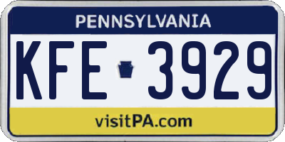 PA license plate KFE3929