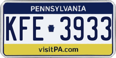 PA license plate KFE3933