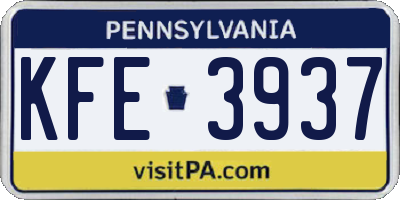 PA license plate KFE3937