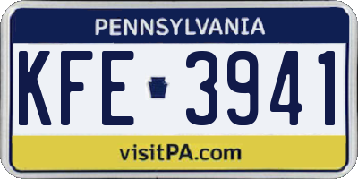 PA license plate KFE3941
