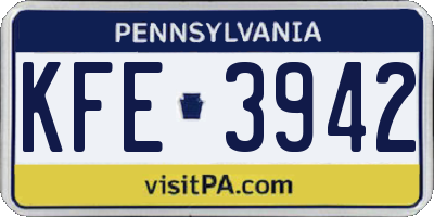 PA license plate KFE3942