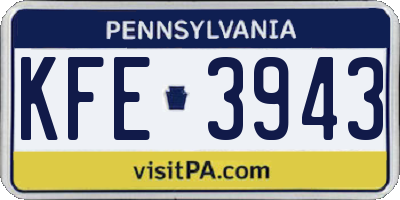 PA license plate KFE3943