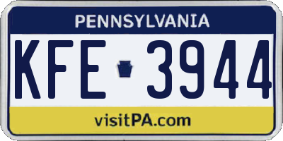 PA license plate KFE3944