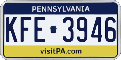 PA license plate KFE3946