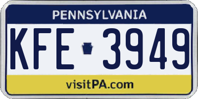 PA license plate KFE3949