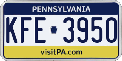 PA license plate KFE3950