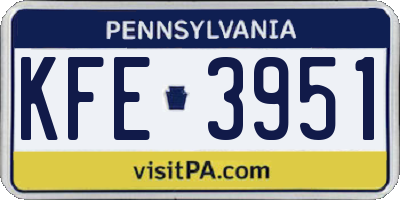 PA license plate KFE3951
