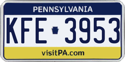 PA license plate KFE3953