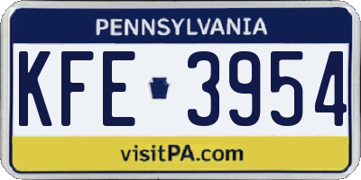 PA license plate KFE3954