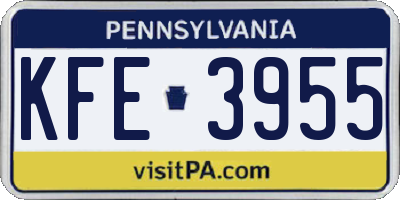 PA license plate KFE3955