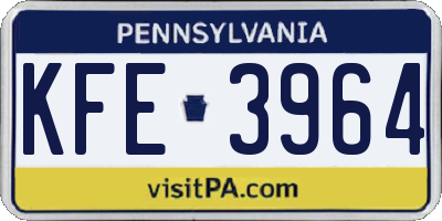 PA license plate KFE3964