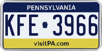 PA license plate KFE3966