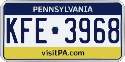 PA license plate KFE3968