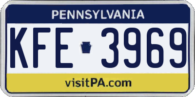 PA license plate KFE3969