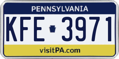 PA license plate KFE3971