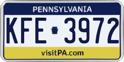 PA license plate KFE3972