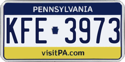 PA license plate KFE3973