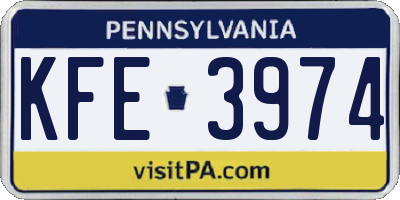 PA license plate KFE3974