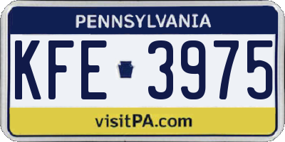PA license plate KFE3975